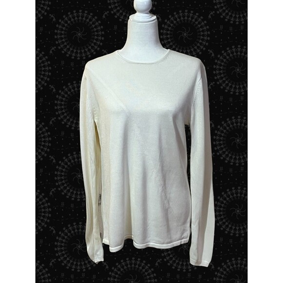 Vintage Armani Exchange White Ivory Long Sleeve Crewneck Sweater Women’s Large - Picture 1 of 9